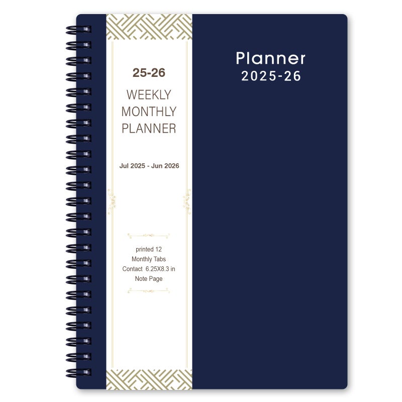 MaaIbok 2025-2026 Planner - Planner 2025-2026 with Weekly & Monthly Spreads, Jul 2025 - Jun 2026, 6.25""    8.3"", Strong Twin-Wire Binding, Round Corner, Flexible Cover, Monthly Tabs - Image 1